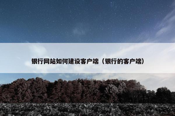 银行网站如何建设客户端（银行的客户端）