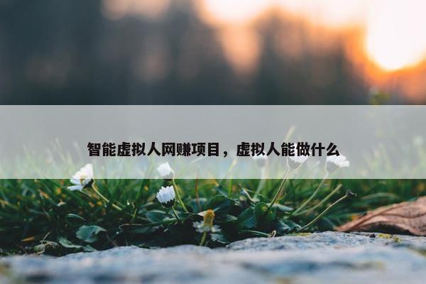 智能虚拟人网赚项目，虚拟人能做什么