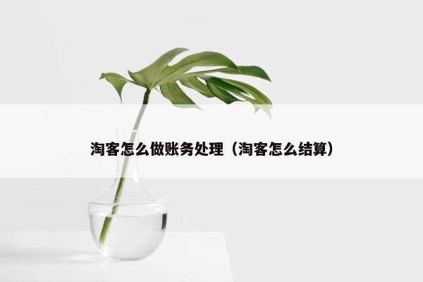 淘客怎么做账务处理（淘客怎么结算）
