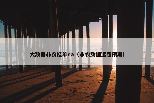 大数据非农挂单ea（非农数据远超预期）