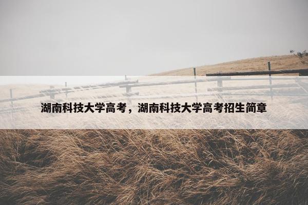 湖南科技大学高考，湖南科技大学高考招生简章