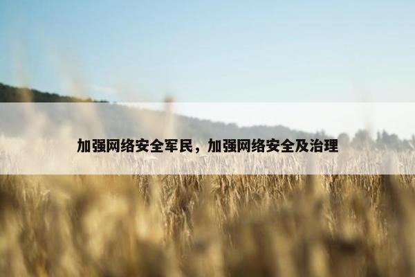 加强网络安全军民，加强网络安全及治理