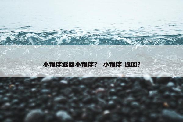 小程序返回小程序？ 小程序 返回？