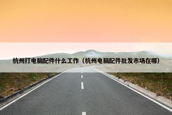 杭州打电脑配件什么工作（杭州电脑配件批发市场在哪）