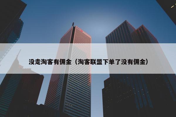 没走淘客有佣金（淘客联盟下单了没有佣金）