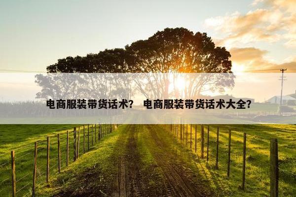 电商服装带货话术？ 电商服装带货话术大全？