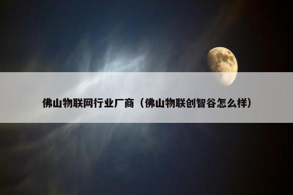 佛山物联网行业厂商（佛山物联创智谷怎么样）