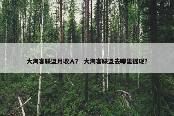 大淘客联盟月收入？ 大淘客联盟去哪里提现？