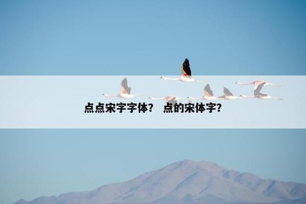 点点宋字字体？ 点的宋体字？