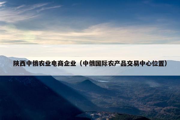 陕西中俄农业电商企业（中俄国际农产品交易中心位置）