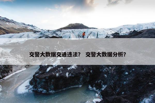 交警大数据交通违法？ 交警大数据分析？