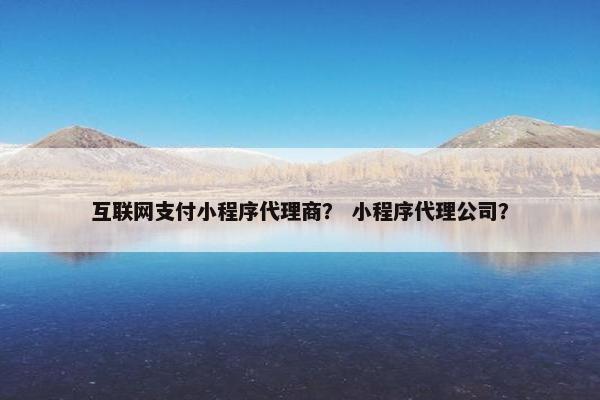 互联网支付小程序代理商？ 小程序代理公司？