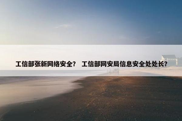 工信部张新网络安全？ 工信部网安局信息安全处处长？