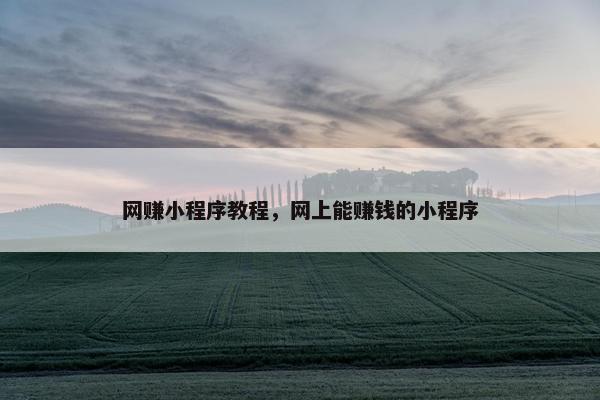 网赚小程序教程，网上能赚钱的小程序