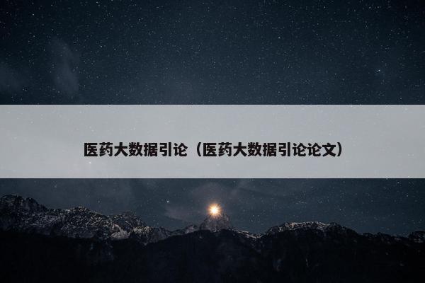 医药大数据引论（医药大数据引论论文）