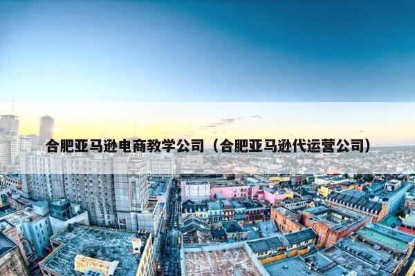 合肥亚马逊电商教学公司（合肥亚马逊代运营公司）
