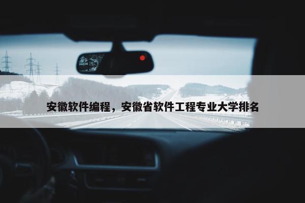 安徽软件编程，安徽省软件工程专业大学排名