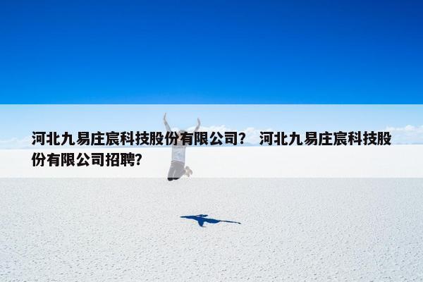 河北九易庄宸科技股份有限公司？ 河北九易庄宸科技股份有限公司招聘？