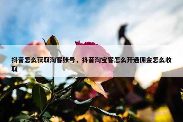 抖音怎么获取淘客账号，抖音淘宝客怎么开通佣金怎么收取