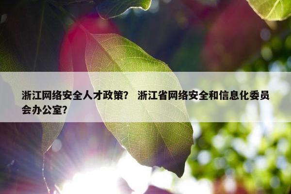 浙江网络安全人才政策？ 浙江省网络安全和信息化委员会办公室？