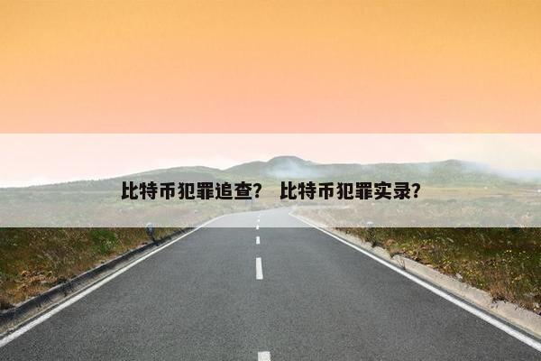 比特币犯罪追查？ 比特币犯罪实录？