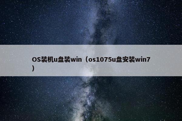 OS装机u盘装win（os1075u盘安装win7）