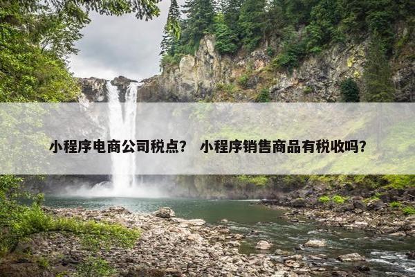 小程序电商公司税点？ 小程序销售商品有税收吗？