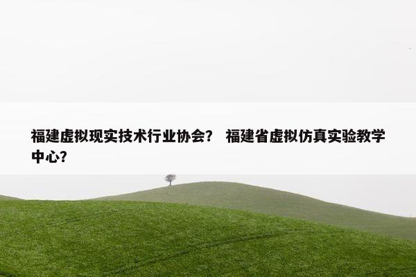 福建虚拟现实技术行业协会？ 福建省虚拟仿真实验教学中心？