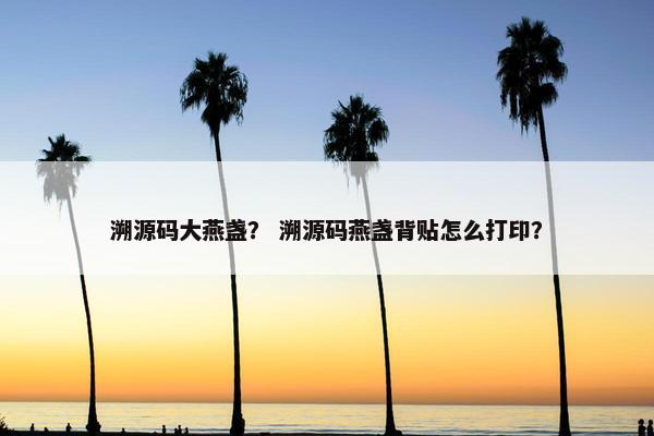 溯源码大燕盏？ 溯源码燕盏背贴怎么打印？