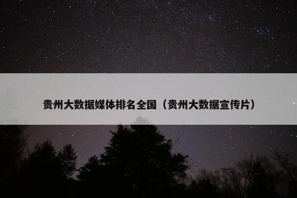 贵州大数据媒体排名全国（贵州大数据宣传片）