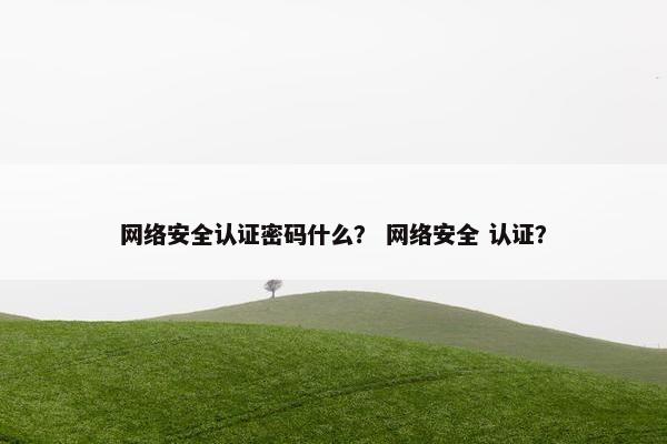 网络安全认证密码什么？ 网络安全 认证？