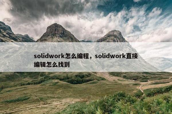 solidwork怎么编程，solidwork直接编辑怎么找到