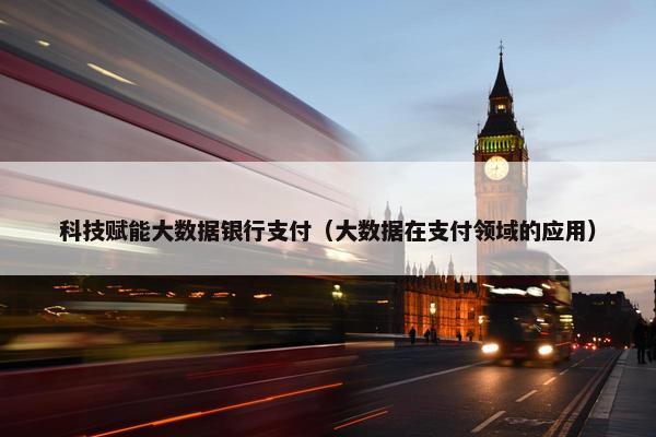 科技赋能大数据银行支付（大数据在支付领域的应用）