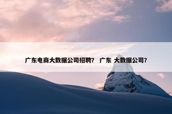 广东电商大数据公司招聘？ 广东 大数据公司？