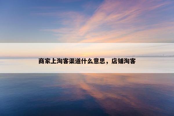 商家上淘客渠道什么意思，店铺淘客