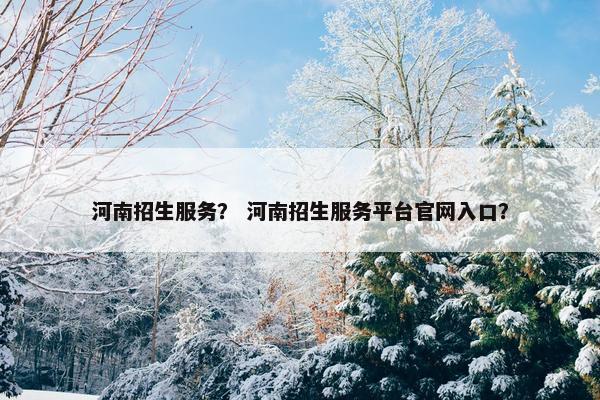 河南招生服务？ 河南招生服务平台官网入口？