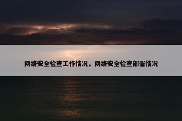 网络安全检查工作情况，网络安全检查部署情况