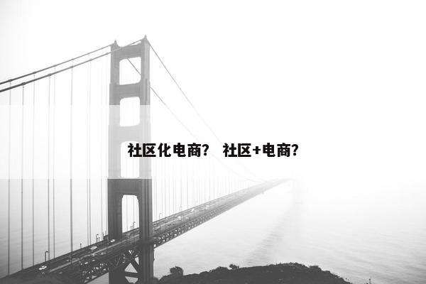 社区化电商？ 社区+电商？