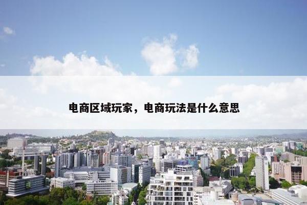 电商区域玩家，电商玩法是什么意思