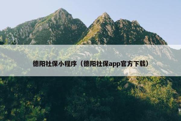 德阳社保小程序（德阳社保app官方下载）