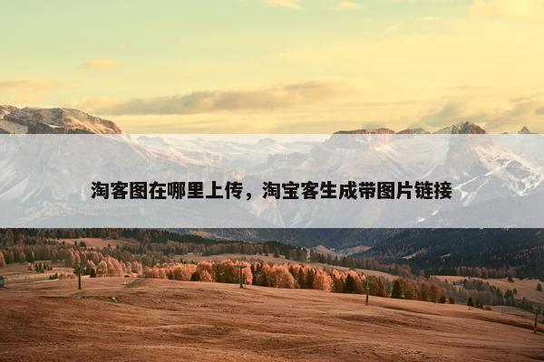 淘客图在哪里上传，淘宝客生成带图片链接