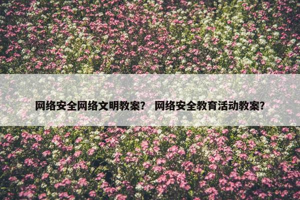 网络安全网络文明教案？ 网络安全教育活动教案？