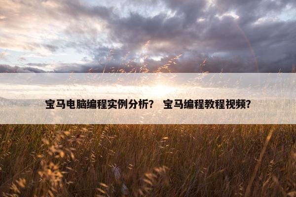 宝马电脑编程实例分析？ 宝马编程教程视频？