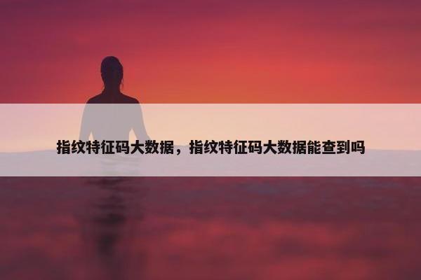 指纹特征码大数据，指纹特征码大数据能查到吗