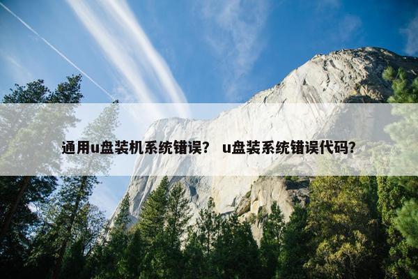 通用u盘装机系统错误？ u盘装系统错误代码？
