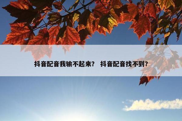抖音配音我输不起来？ 抖音配音找不到？