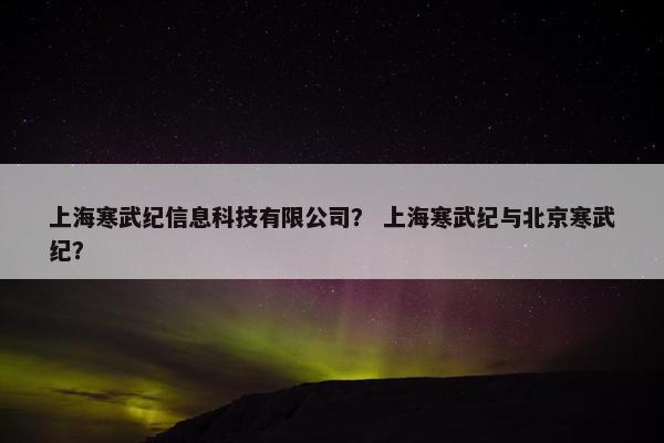 上海寒武纪信息科技有限公司？ 上海寒武纪与北京寒武纪？