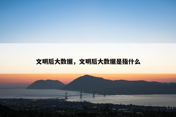 文明后大数据，文明后大数据是指什么