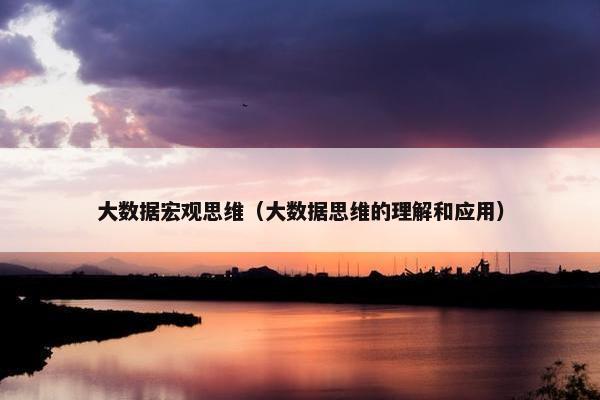 大数据宏观思维（大数据思维的理解和应用）