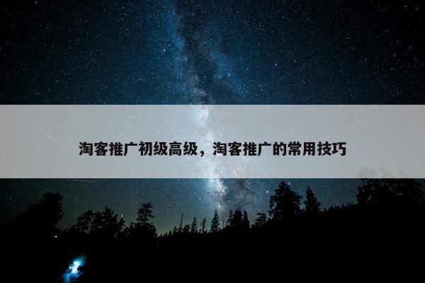 淘客推广初级高级，淘客推广的常用技巧
